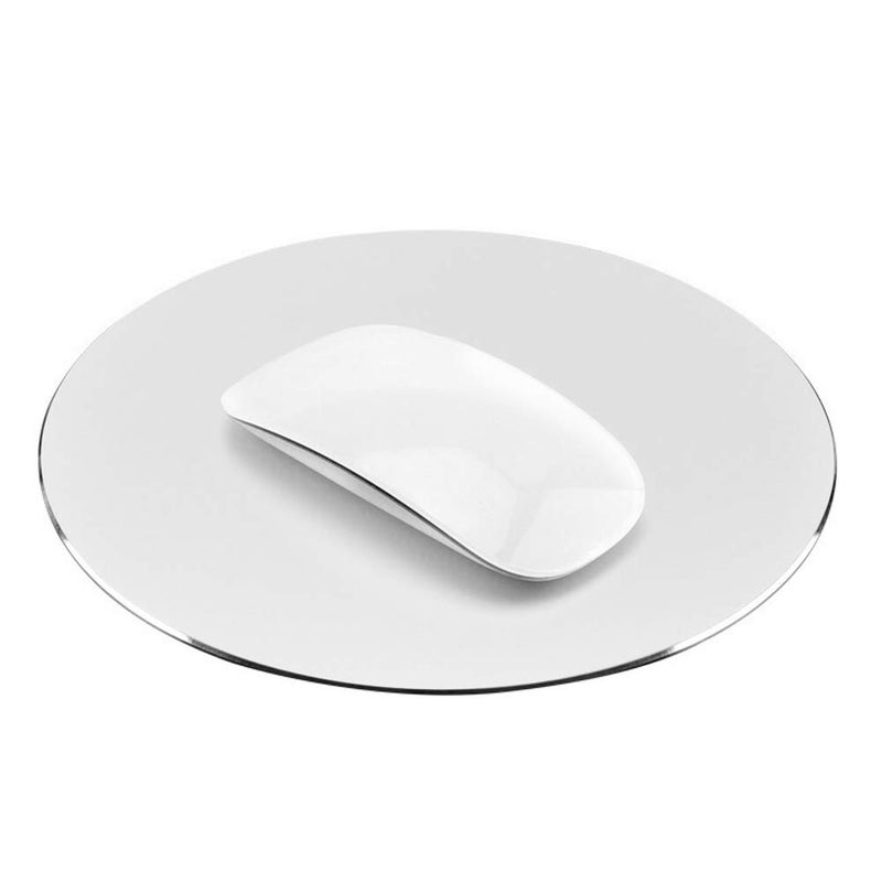 ProElife Premium Aluminum Metal Mouse Pad Mice Mat 866inch with AntiSlip Base Round Silver Color - Image 2