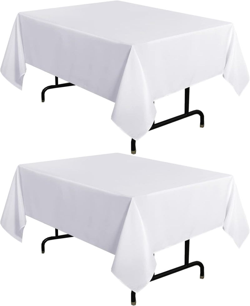 sancua 2-Pack White Square Tablecloth, 54x54 Inch, Polyester, Stain & Wrinkle Resistant, Perfect for Dining, Buffet, Parties & Camping - Image 1