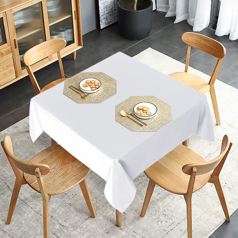 sancua 2-Pack White Square Tablecloth, 54x54 Inch, Polyester, Stain & Wrinkle Resistant, Perfect for Dining, Buffet, Parties & Camping - Image 3
