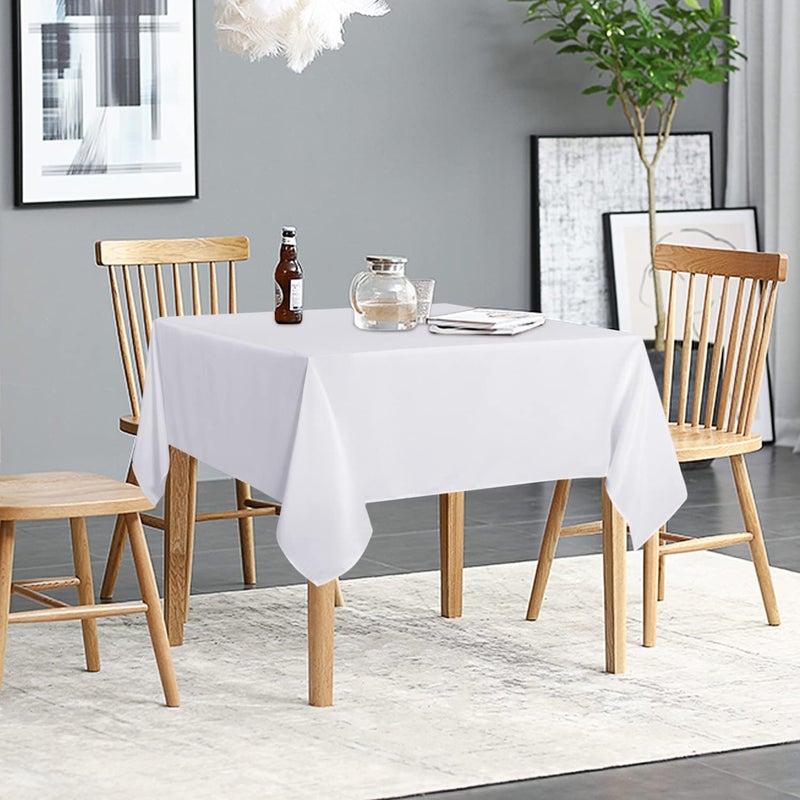 sancua 2-Pack White Square Tablecloth, 54x54 Inch, Polyester, Stain & Wrinkle Resistant, Perfect for Dining, Buffet, Parties & Camping - Image 2