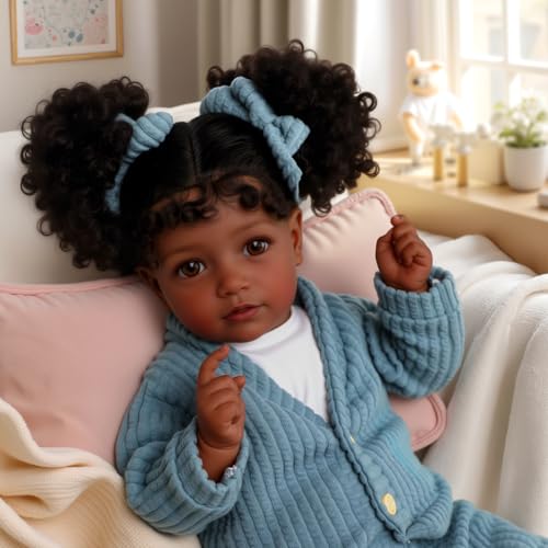 JIZHI Lifelike Reborn Baby Dolls Black Girl 20 Inch Soft Feeling Realistic Newborn Baby Dolls Real Life Baby Dolls with Gift Box for Kids - Image 5