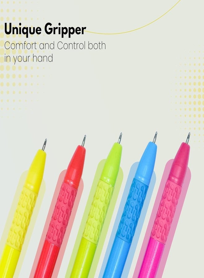 Classmate Hook Ball Pen Play Series | 0.7 mm Tip | Smooth Writing | Multicolor | Pack of 10 | Blue Ink - Image 3