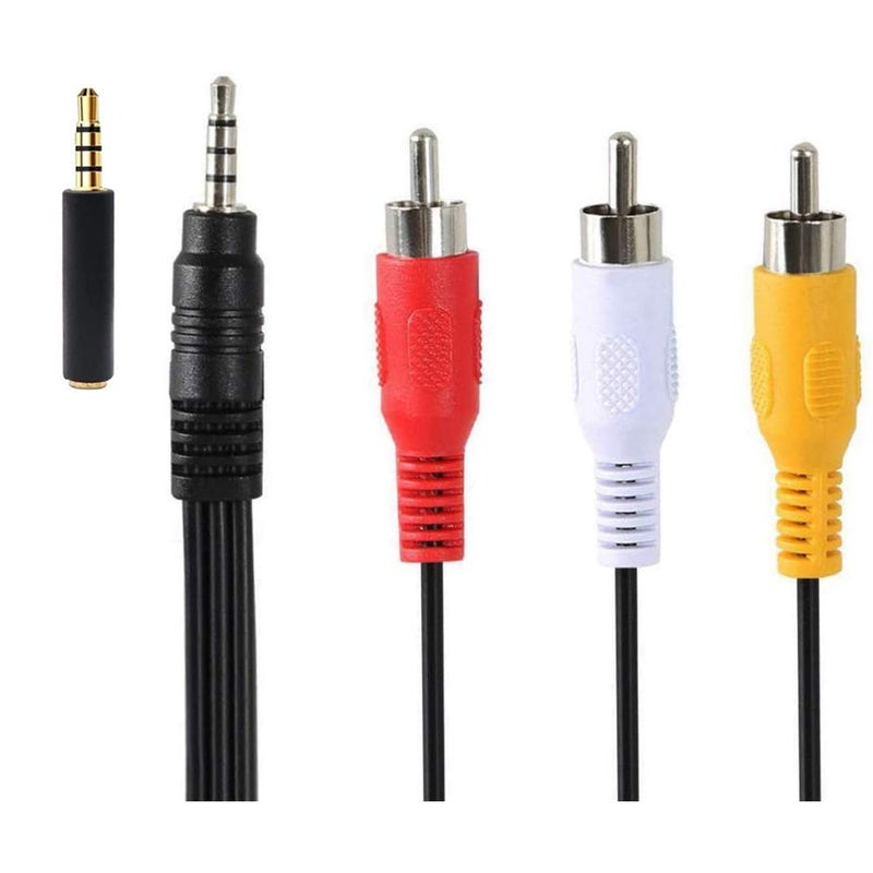 Padarsey 3.5 mm to RCA AV Camcorder Video Cable 3.5mm Male to 3RCA Male Plug Stereo Audio Video AUX Cable for Smartphones,MP3, Tablets,Speakers,Home Theater (3.5 Straight to 3 RCA 1.5m) - Image 1