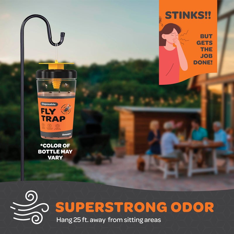 SEWANTA Fly Traps Outdoor [Set of 2] with Dissolvable Non-Toxic Bait - Reusable Hanging Bug Catcher Killer for All Flies for Outside Bug Control Patios, Barns, Ranches Etc. Hanging Fly Traps with Tie Included - Image 2