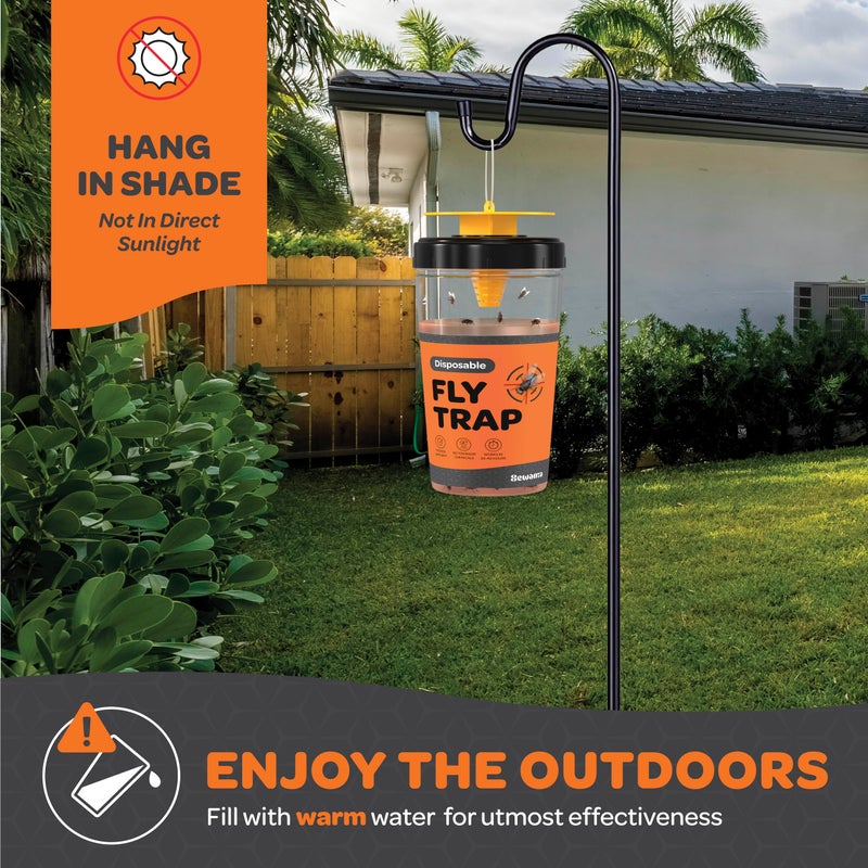 SEWANTA Fly Traps Outdoor [Set of 2] with Dissolvable Non-Toxic Bait - Reusable Hanging Bug Catcher Killer for All Flies for Outside Bug Control Patios, Barns, Ranches Etc. Hanging Fly Traps with Tie Included - Image 4