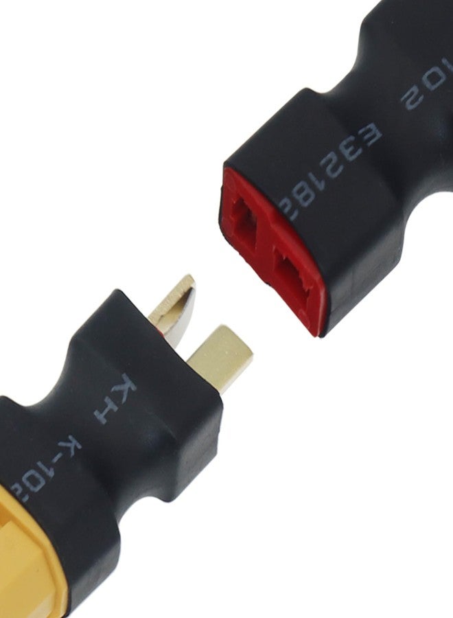 Nvwadayu 2 Pair XT60 Plug Male to Deans T Plug Female Connector & XT60 Plug Female to Deans T Plug Male Connector Conversion Adapter, XT60 to T Plug Adapter & T Plug to XT60 Converter(Black) - Image 4