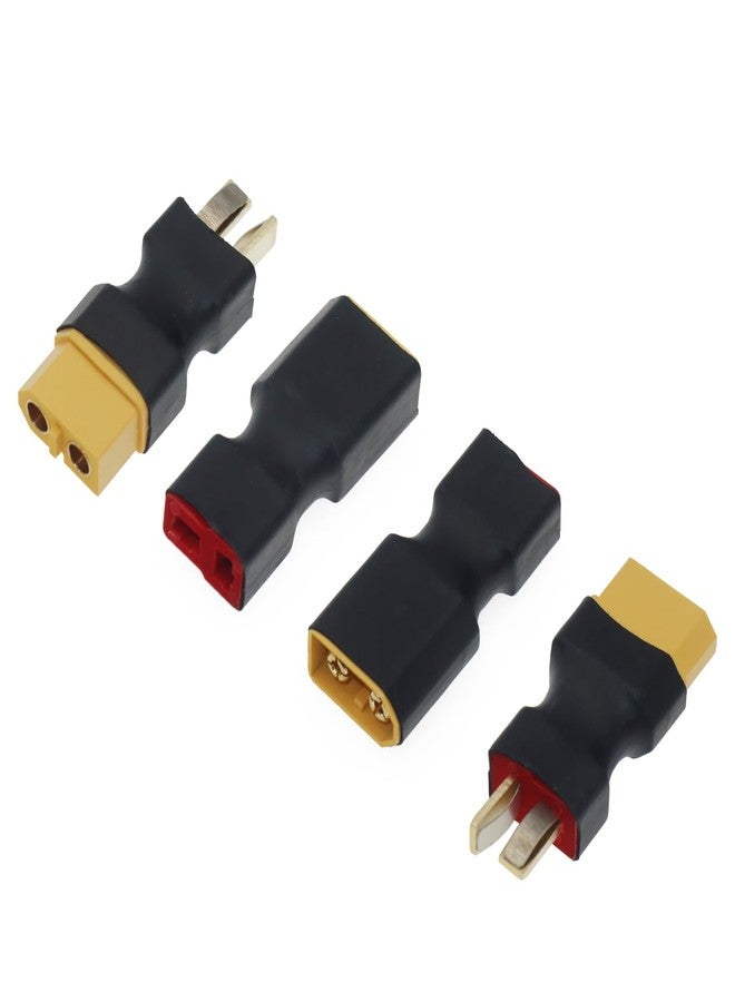 Nvwadayu 2 Pair XT60 Plug Male to Deans T Plug Female Connector & XT60 Plug Female to Deans T Plug Male Connector Conversion Adapter, XT60 to T Plug Adapter & T Plug to XT60 Converter(Black) - Image 1
