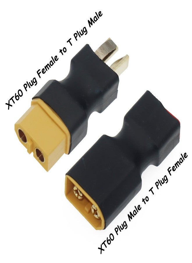 Nvwadayu 2 Pair XT60 Plug Male to Deans T Plug Female Connector & XT60 Plug Female to Deans T Plug Male Connector Conversion Adapter, XT60 to T Plug Adapter & T Plug to XT60 Converter(Black) - Image 3