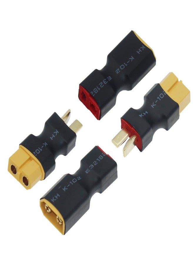 Nvwadayu 2 Pair XT60 Plug Male to Deans T Plug Female Connector & XT60 Plug Female to Deans T Plug Male Connector Conversion Adapter, XT60 to T Plug Adapter & T Plug to XT60 Converter(Black) - Image 2