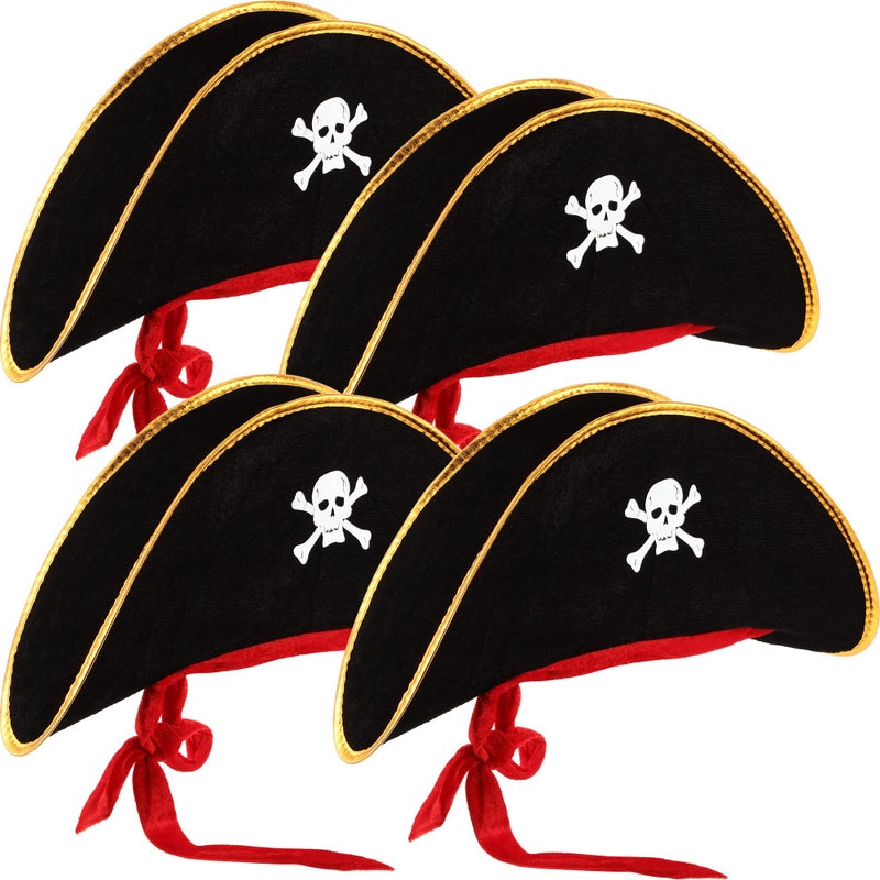 Hsei 4 Pcs Pirate Hat Pirate Accesseries Hats for Adult Captain Caps with Skull Print for Masquerade Cosplay Funny Party Supplies - Image 2