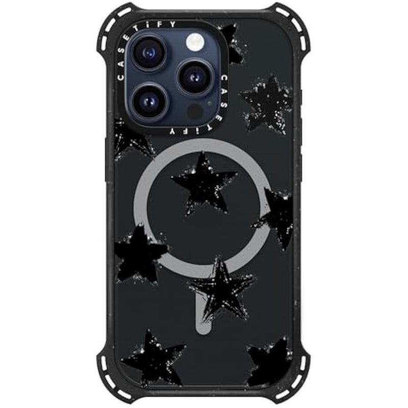 Casetify Bounce iPhone 15 Pro Case 【6X Military Grade Drop Tested / 21.3ft Drop Protection/Compatible with Magsafe】 - Star Marks - Triple Black - Image 2