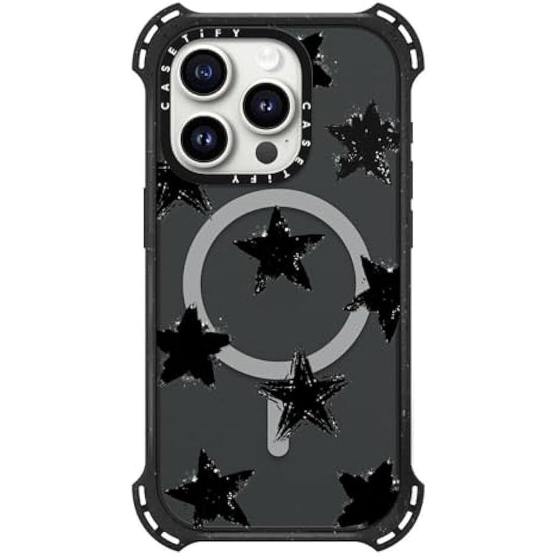 Casetify Bounce iPhone 15 Pro Case 【6X Military Grade Drop Tested / 21.3ft Drop Protection/Compatible with Magsafe】 - Star Marks - Triple Black - Image 3