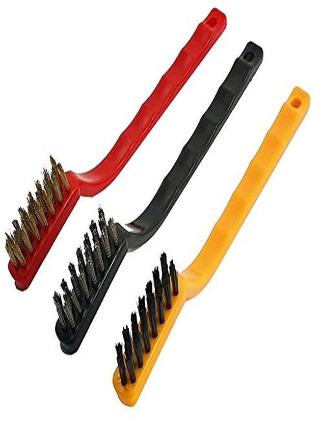 HiFam Wire Brush Set | Plastic Cleaning Tool Kit Wire Brushes | Brass, Nylon, Stainless Steel Bristles | Pack of 3 | - Image 1