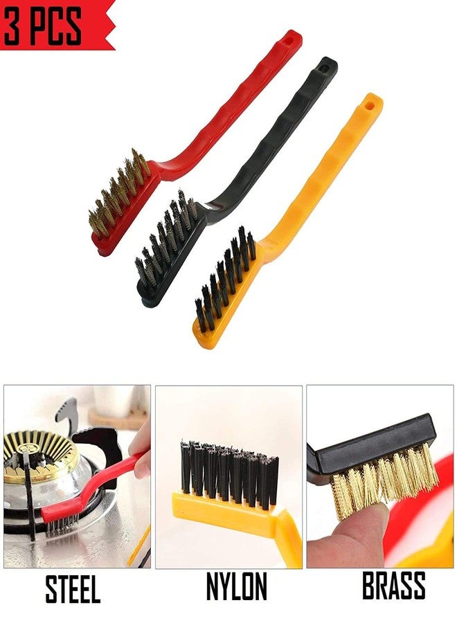 HiFam Wire Brush Set | Plastic Cleaning Tool Kit Wire Brushes | Brass, Nylon, Stainless Steel Bristles | Pack of 3 | - Image 4