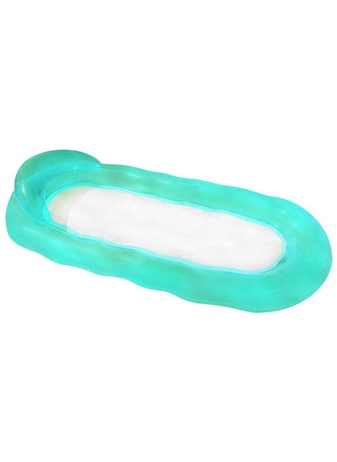 Straight Hair Portable PVC Water Inflatable Transparent Green Wave Floating Row Summer Water Tanning Black Water Bed-Color:Translucent Green Floating Row-Specifications:160*90cm  - Image 1