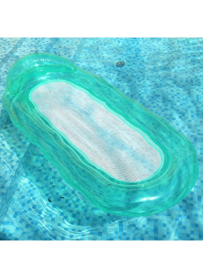 Straight Hair Portable PVC Water Inflatable Transparent Green Wave Floating Row Summer Water Tanning Black Water Bed-Color:Translucent Green Floating Row-Specifications:160*90cm  - Image 4