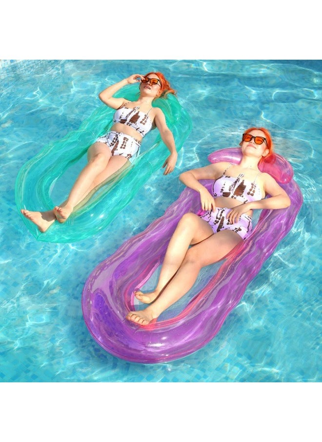 Straight Hair Portable PVC Water Inflatable Transparent Green Wave Floating Row Summer Water Tanning Black Water Bed-Color:Translucent Green Floating Row-Specifications:160*90cm  - Image 2