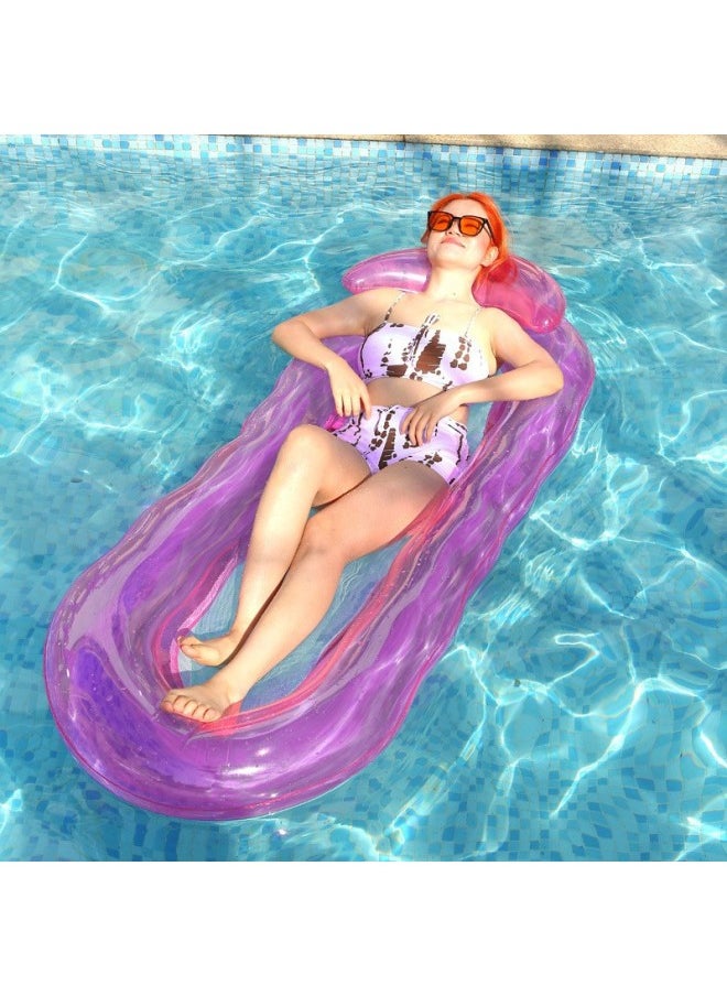 Straight Hair Portable PVC Water Inflatable Transparent Green Wave Floating Row Summer Water Tanning Black Water Bed-Color:Translucent Green Floating Row-Specifications:160*90cm  - Image 5