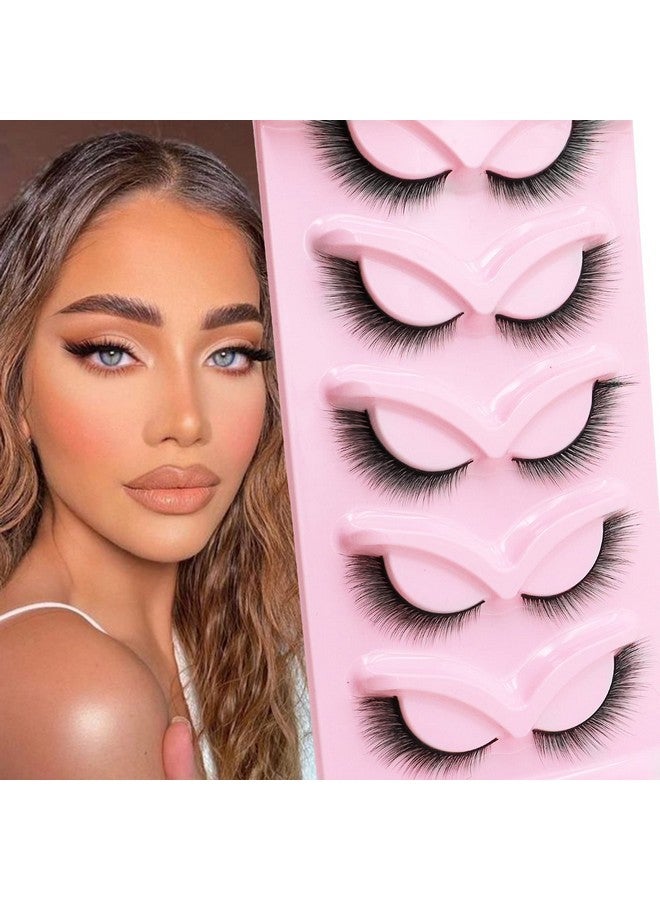 Veleasha مجموعة رموش صناعية ناعمة ومجعدة من Fox Eye Lashes، مكونة من 5 أزواج، رموش صناعية خفيفة الوزن وناعمة على شكل عين القطة من Bratz لمكياج عيون الدمية (Foxy 04) - Image 1
