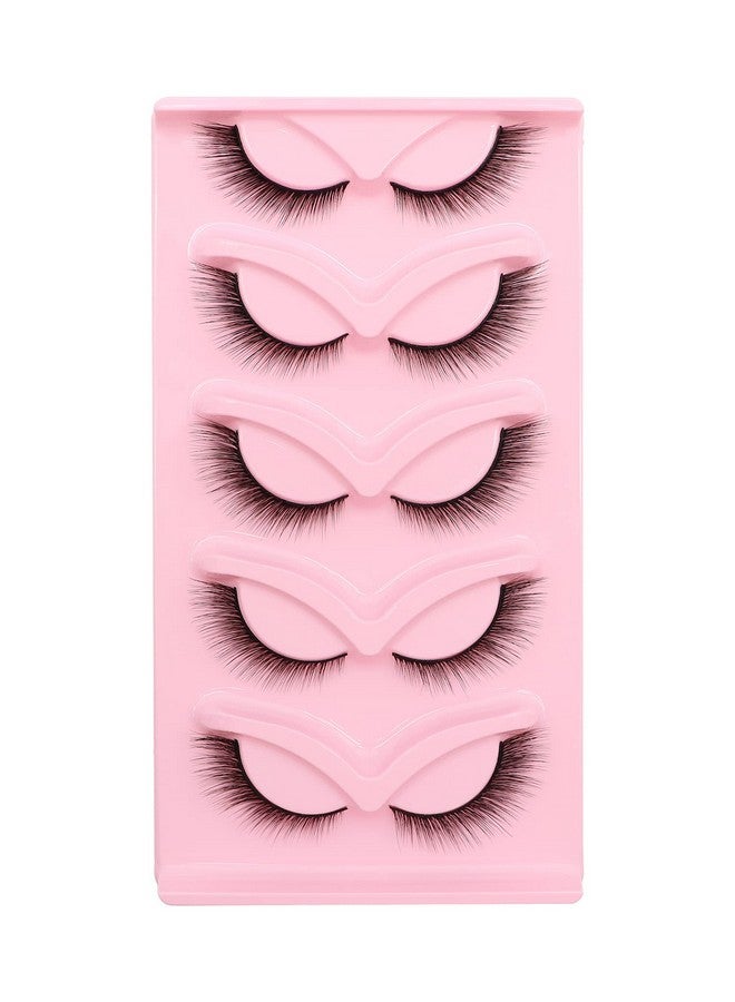 Veleasha مجموعة رموش صناعية ناعمة ومجعدة من Fox Eye Lashes، مكونة من 5 أزواج، رموش صناعية خفيفة الوزن وناعمة على شكل عين القطة من Bratz لمكياج عيون الدمية (Foxy 04) - Image 3