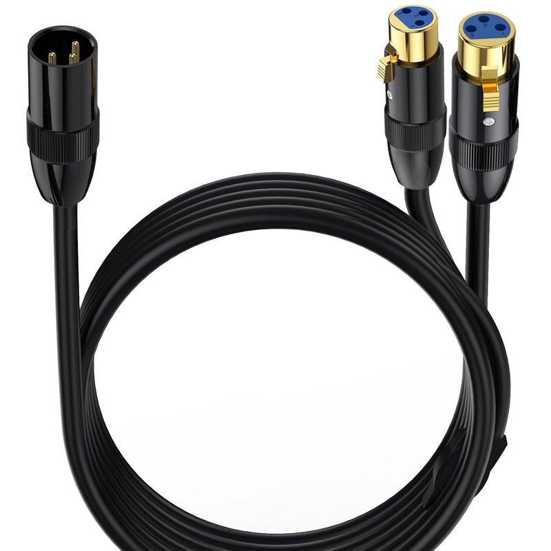 Disscool 3 Pins Balanced XLR Male to 2XLR Female Stage Patch Cord DMX Microphone Y Splitter Cable Adapter for Audio, Radio Station, Speaker Systems, Stage Lighting, Bar Light(0.5m/1.65ft) - Image 1