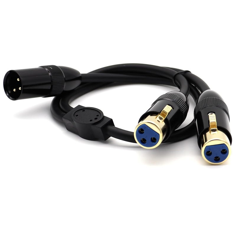 Disscool 3 Pins Balanced XLR Male to 2XLR Female Stage Patch Cord DMX Microphone Y Splitter Cable Adapter for Audio, Radio Station, Speaker Systems, Stage Lighting, Bar Light(0.5m/1.65ft) - Image 3