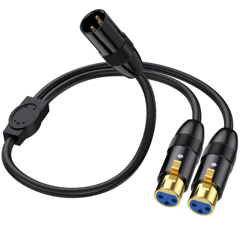 Disscool 3 Pins Balanced XLR Male to 2XLR Female Stage Patch Cord DMX Microphone Y Splitter Cable Adapter for Audio, Radio Station, Speaker Systems, Stage Lighting, Bar Light(0.5m/1.65ft) - Image 2