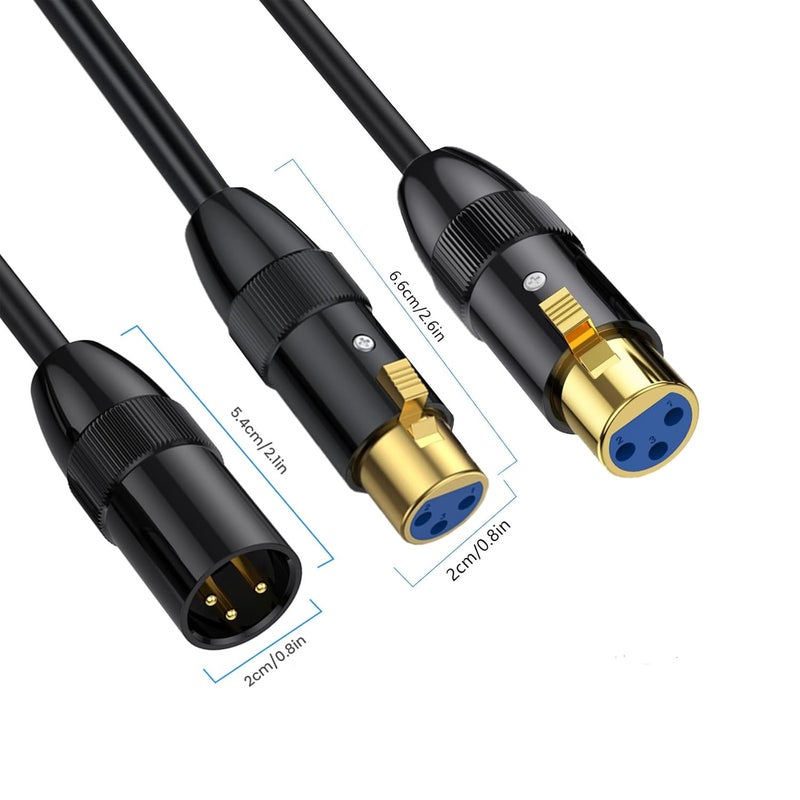 Disscool 3 Pins Balanced XLR Male to 2XLR Female Stage Patch Cord DMX Microphone Y Splitter Cable Adapter for Audio, Radio Station, Speaker Systems, Stage Lighting, Bar Light(0.5m/1.65ft) - Image 4