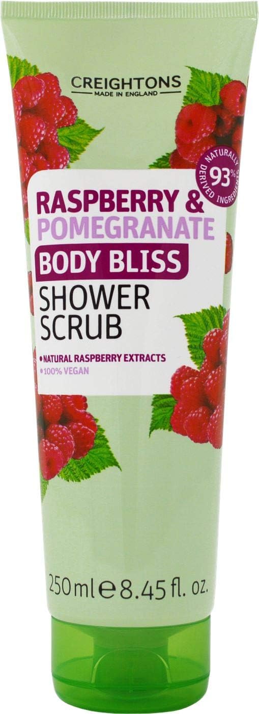 Creightons Body Bliss Raspberry and Pomegranate Shower Scrub 250 ml Revitalise Your Senses Boost Your Energy with Juicy Extracts of Raspberry Pomegranate Vegan Friendly