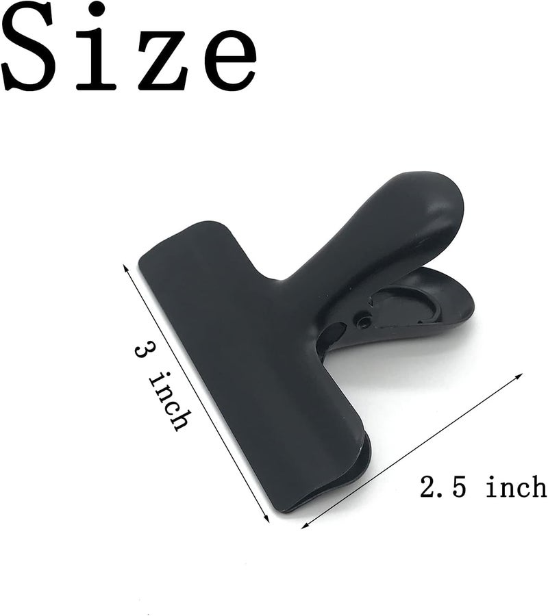 MYYZMY 8 Pack Metal Chip Clips, 3 Inch Wide Stainless Steel Heavy Duty Food Bag Clips, Black - Image 3