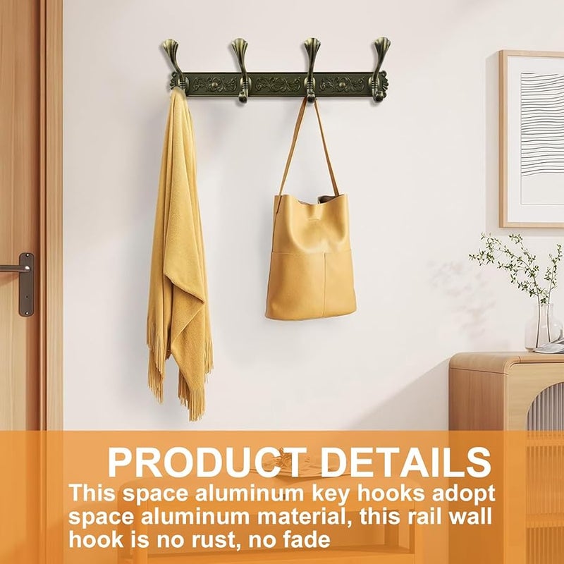 Antique Brass Wall Mount Coat Rack With 4 Hooks For Bathroom Living Room Bedroom - Image 5