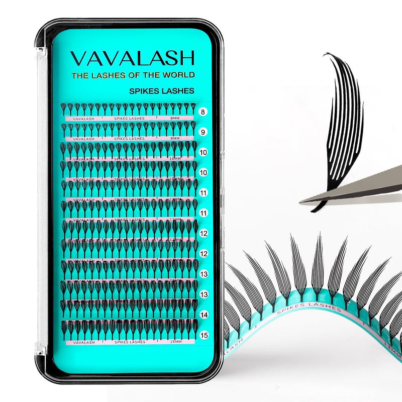 VAVALASH Premade Anime Chunk Lash Extensions,Comic Spire Lashes 0.07 C/D Curl, Matte Black Manga Lash Look Eyelash Extensions,Professional Salon Use Premade Spire Lashes(0.07-C-8-15mm) - Image 1