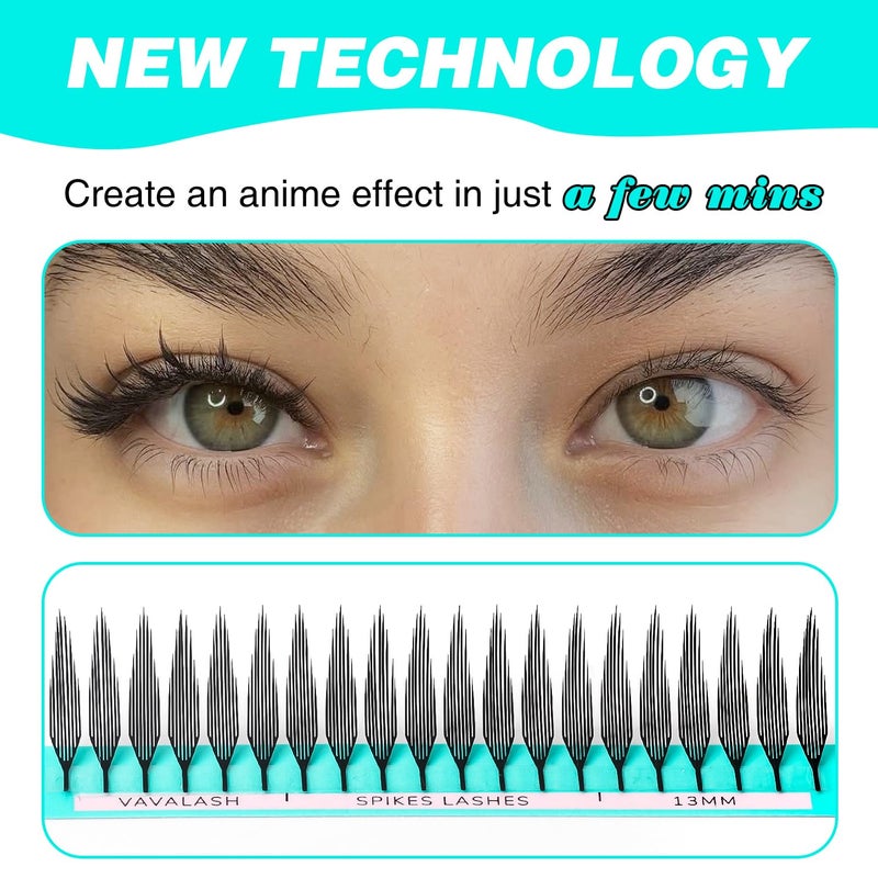 VAVALASH Premade Anime Chunk Lash Extensions,Comic Spire Lashes 0.07 C/D Curl, Matte Black Manga Lash Look Eyelash Extensions,Professional Salon Use Premade Spire Lashes(0.07-C-8-15mm) - Image 3