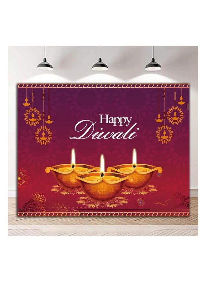 Fanghui - Happy Diwali Theme Photography Background India Diwali Candle Burning Photo Backdrops Laxmi Happy For Festival Of Lights Party Decor Cake Table Banner Props Supplies 8X6Ft - Image 1