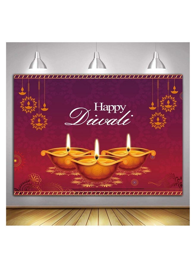 Fanghui - Happy Diwali Theme Photography Background India Diwali Candle Burning Photo Backdrops Laxmi Happy For Festival Of Lights Party Decor Cake Table Banner Props Supplies 8X6Ft - Image 1