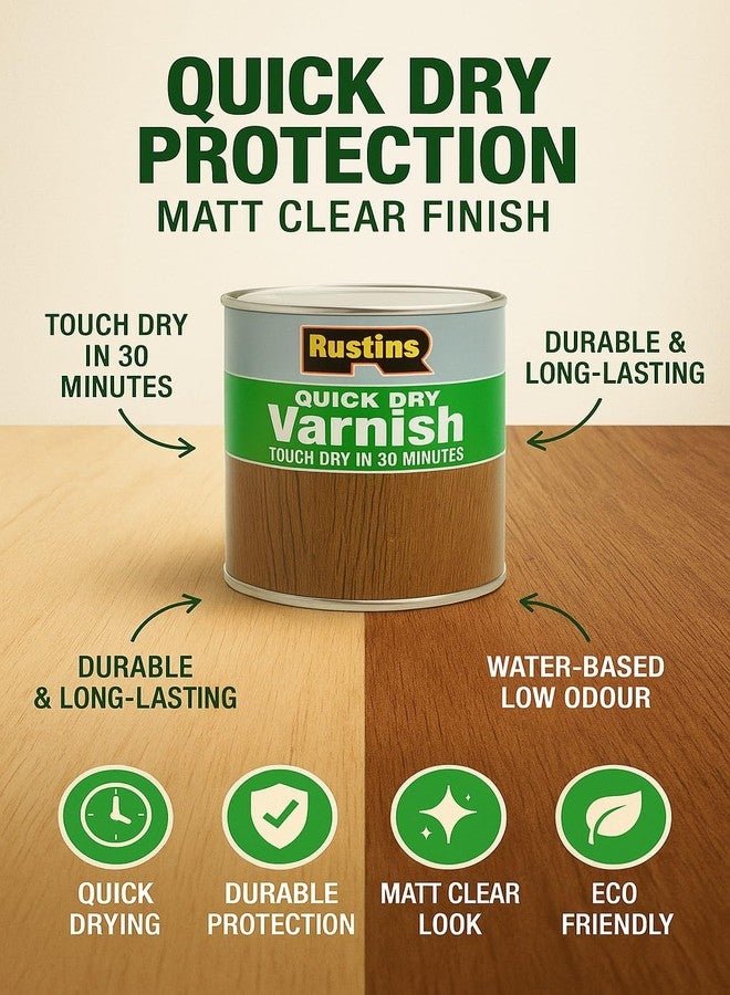 Rustins Quick Dry Varnish 1L - Touch Dry in 30 Minutes - Clear Matt Finish - Image 4