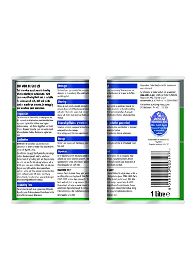 Rustins Quick Dry Varnish 1L - Touch Dry in 30 Minutes - Clear Matt Finish - Image 3