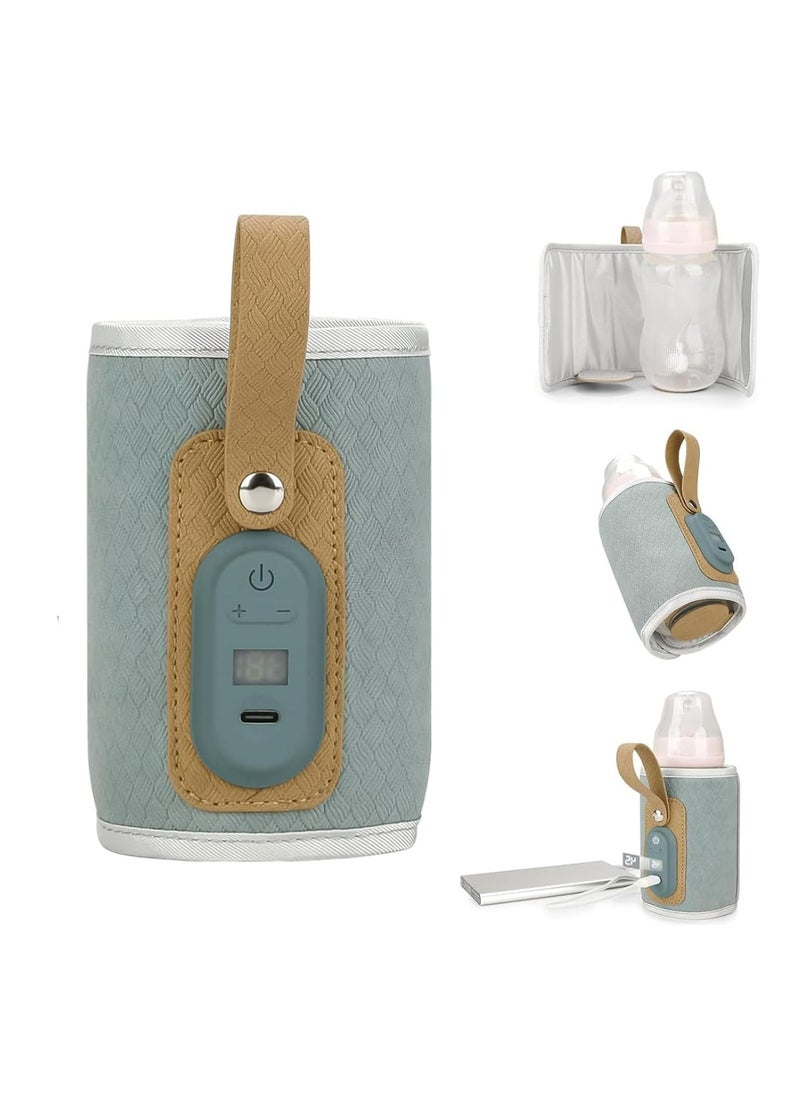 CMGTYYD Portable Bottle Warmer, USB Rechargeable Baby Bottle Warmer with LED Display, Temperature Adjustable Portable Baby Bottle Warmer, Baby Bottle Heater for Travel, Shopping, Going Out (Blue)  - Image 1