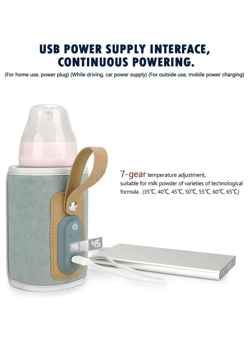 CMGTYYD Portable Bottle Warmer, USB Rechargeable Baby Bottle Warmer with LED Display, Temperature Adjustable Portable Baby Bottle Warmer, Baby Bottle Heater for Travel, Shopping, Going Out (Blue)  - Image 5