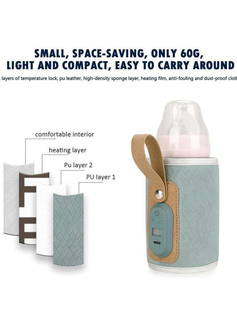 CMGTYYD Portable Bottle Warmer, USB Rechargeable Baby Bottle Warmer with LED Display, Temperature Adjustable Portable Baby Bottle Warmer, Baby Bottle Heater for Travel, Shopping, Going Out (Blue)  - Image 2