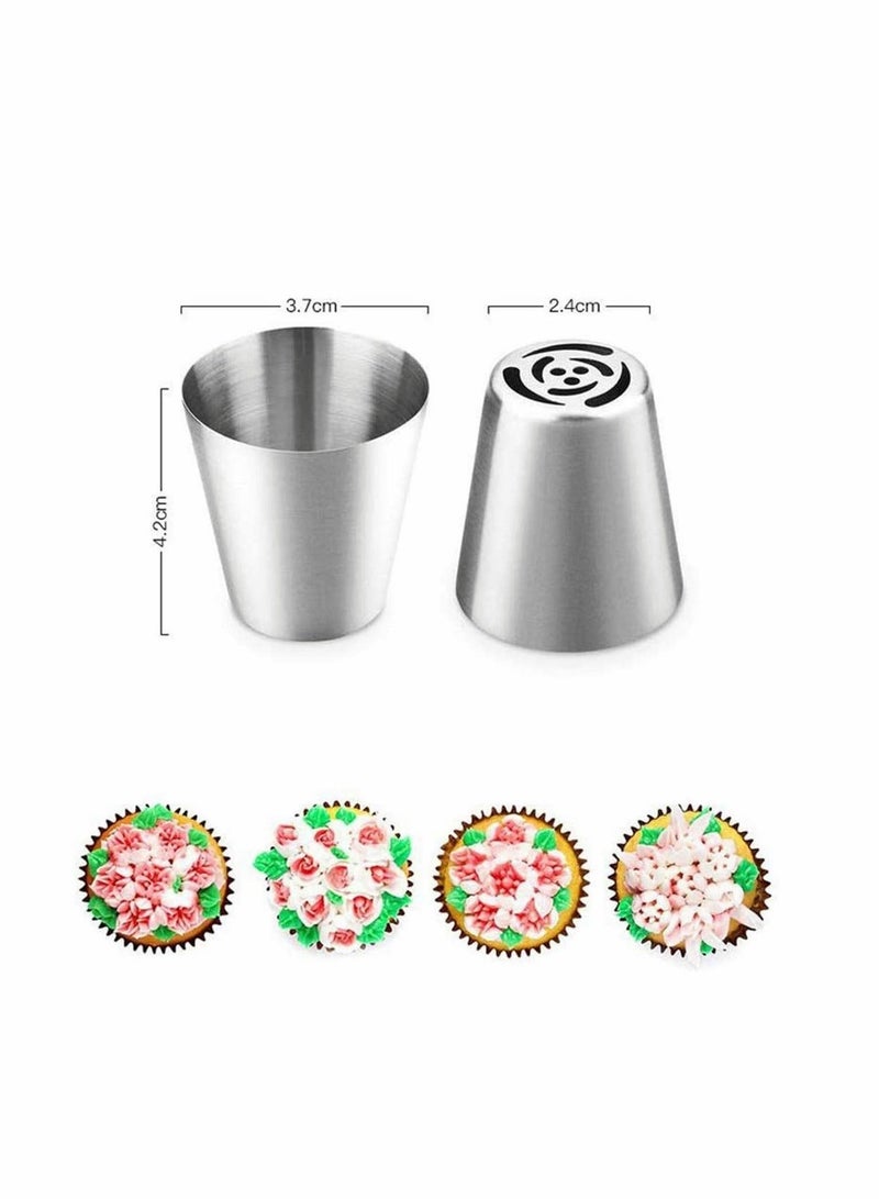 Y&D Russian Piping Tips Set 14 Pieces All in One Cake Decorating Supplies Kit 12 Icing Couplers and Bags Professional Baking Frosting Tools for Cupcakes Mould Cup (14pcs) - Image 4