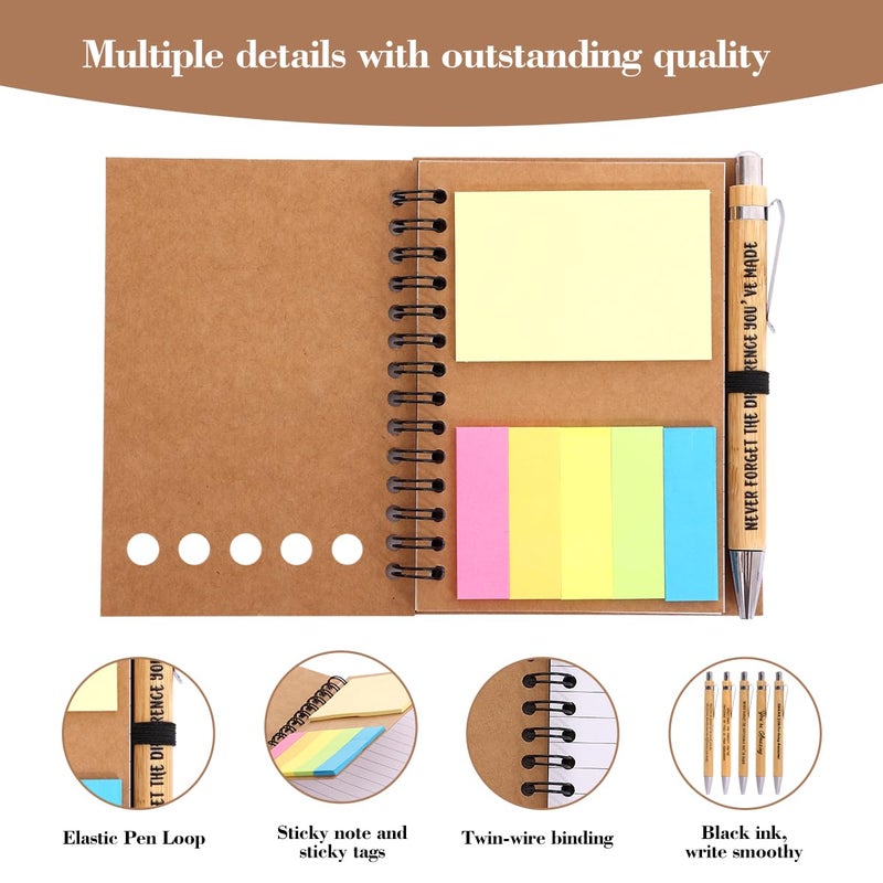 BHHQHH 30 Sets Employee Appreciation Gifts Bulk Inspirational Spiral Notebook with Sticky Note and Motivational Bamboo Pens Thank You Gifts for Employees Coworkers,Teachers,Nurse,Office Staff,Team,Volunteer - Image 3