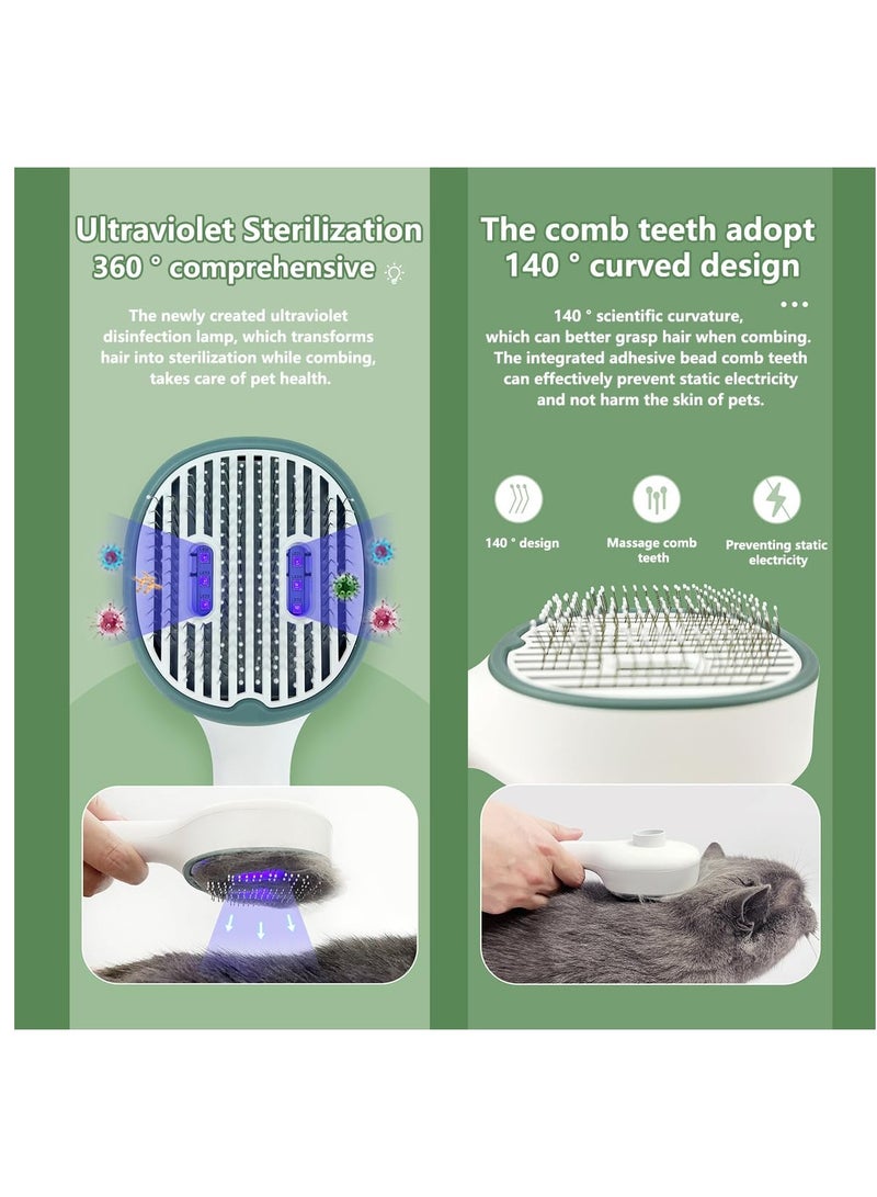 Excefore Cat Brush With Release Button And UV Light, Dog Brush For Shedding, Pet Grooming Self Cleaning Slicker Brush For Indoor Cats, Comb For Grooming Long Haired And Short Haired Dogs, Dark Green - Image 4