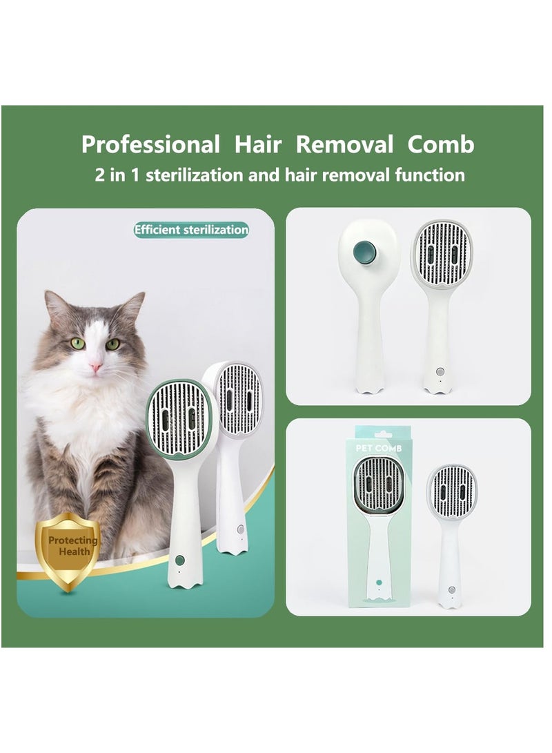 Excefore Cat Brush With Release Button And UV Light, Dog Brush For Shedding, Pet Grooming Self Cleaning Slicker Brush For Indoor Cats, Comb For Grooming Long Haired And Short Haired Dogs, Dark Green - Image 2