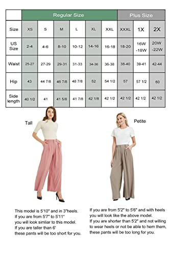Tronjori Women High Waist Casual Wide Leg Long Palazzo Pants Trousers Regular Size(L, White Dot) - Image 5