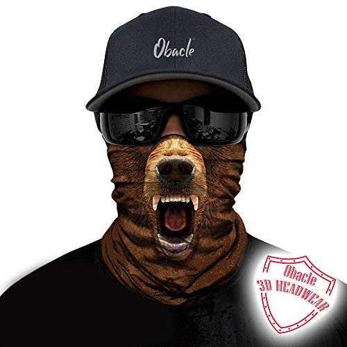 Obacle Animal Half Face Mask Sun Dust Wind Protection Durable Breathable Seamless Face Mask for Men Women Thin Neck Gaiter for Outdoor Sports (Bear Open Mouth Brown) - Image 2