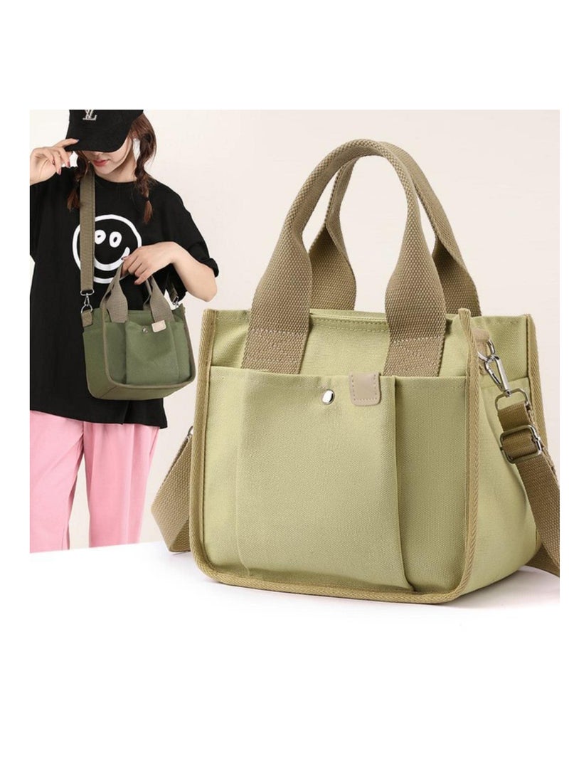 Excefore - Large Capacity Multi-Pocket Handbag, Canvas Bag with Handle, Canvas Handbag for Women, Durable Multi Pocket Shoulder Bag, Reusable Wear Resistant Tote Purse - Image 1