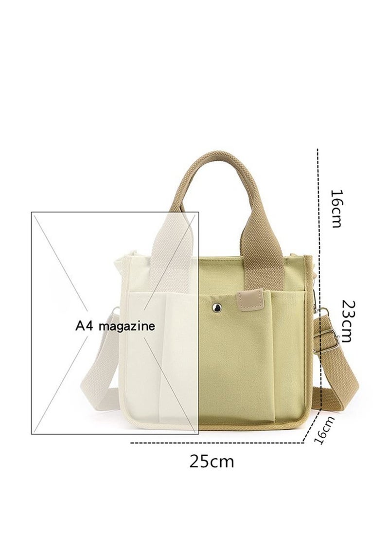 Excefore - Large Capacity Multi-Pocket Handbag, Canvas Bag with Handle, Canvas Handbag for Women, Durable Multi Pocket Shoulder Bag, Reusable Wear Resistant Tote Purse - Image 1