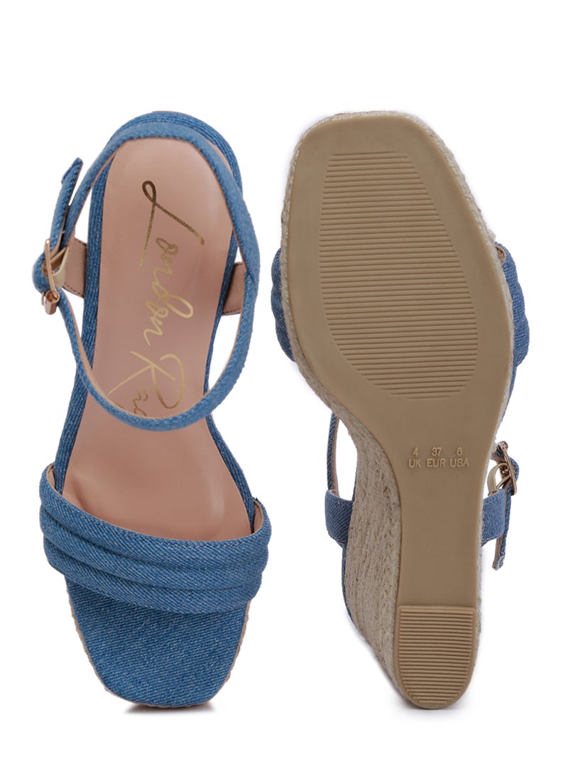 London Rag - Espadrilles High Wedge Sandals in Denim - Image 1