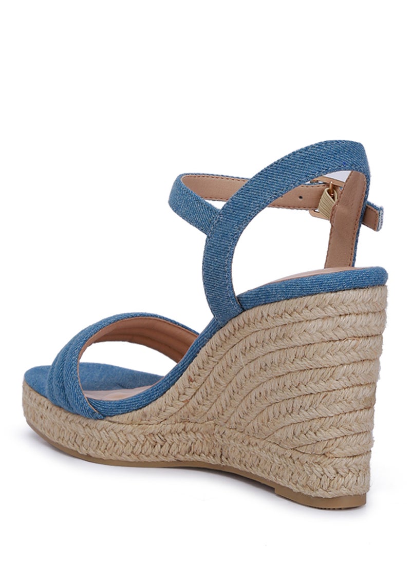 London Rag - Espadrilles High Wedge Sandals in Denim - Image 1